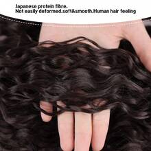 24 Inch Curly Ponytail Extensions Synthetic Deep Wave Drawstring Ponytail For Women Feeling With Clip In Thick Ponytail - Black Brown - View 4