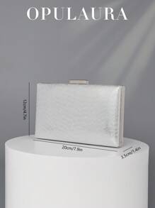 OpulAura European And American Ladies' Fashionable Glitter Box-Shaped Evening Bag Banquet Bag Square Bag Chain Crossbody Bag Luxury Evening Dress Bag Clutch Bag Suitable For Dance Matching, Party, Cocktail Party, Birthday Party Matching Dress, As A Birthday Gift, Bridal Handbag, Wedding Handbag - Silver - View 6