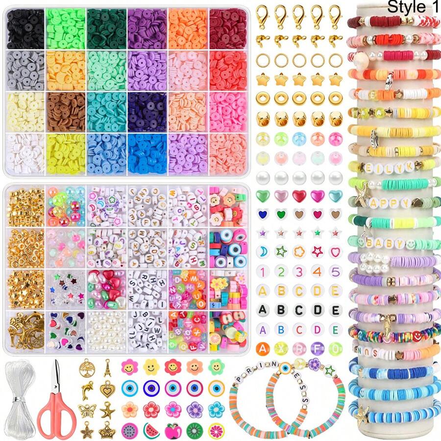 4800pcs Polymer Clay Beads Bracelet Making Kit With 48 Colors, Including DIY Pendants, For Craft Gifts And DIY Jewelry Making - Polymer Clay - View 1