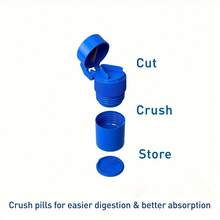 1pc 2 IN1 Pill Crusher, Creative Cutter And Grinder For Pills, Vitamins, Tablets, Stainless Steel Blade, Removable Drinking Cup, Portable Medicine Box - Blue - View 4
