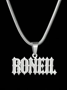 1pc New Product Advanced DIY Name Customization Hollow Out Special Flame English Letter Pendant Necklace Women's Stainless Steel Round Snake Chain Jewelry, Electroplated 18k Gold Stainless Steel Necklace, Including Gift Box, For Friends, Couples, Family, Festival Gifts