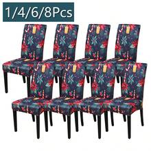 1/4/6/8 Chiếc Vỏ Ghế Giáng Sinh Với Chất Liệu Lụa Sữa Và In Kỹ Thuật Số Trang Trí Hoa Nửa Đêm Lễ Hội Giáng Sinh, Độ Đàn Hồi Cho Hầu Hết Các Ghế, Thích Hợp Cho Đồ Trang Trí Giáng Sinh Trong Phòng Khách Và Phòng Ăn, Tấm Bảo Vệ Tấm Trượt Cho Trang Trí Nhà Tiệc Giáng Sinh - Nhiều màu - Xem 3