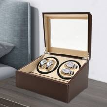 Almacenamiento de Relojes Caja enrolladora de Reloj automática Caja de Reloj de PU 4+6 Relojes Caja de Reloj Caja de exhibición de Almacenamiento de enrollador de Reloj de Madera para Hombres con Motor silencioso Negro Marrón - Marrón - Ver 3