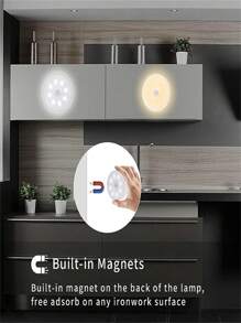 1pieza/3 piezas/6 piezas Luces con sensor de movimiento, luces LED recargables magnéticas para pegar en la pared, luz nocturna con carga USB para escaleras, pasillos, armarios, cocina, debajo de los gabinetes (250mAh)