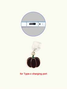 1pc Pumpkin Pendant Dust Plug, Compatible With Apple Type-C Interface Phone Charging Port Rubber Plug Data Port Blocker - Multicolor - View 7
