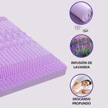 ZOMILUX Sobrecolchon de Memory Foam con Lavanda, Colchoneta Memory Foam de Alta Calidad con 7 Zonas de Confort, Cubre Colchon Sobrecama Ultra Suave de 5cm - Morado - Ver 3