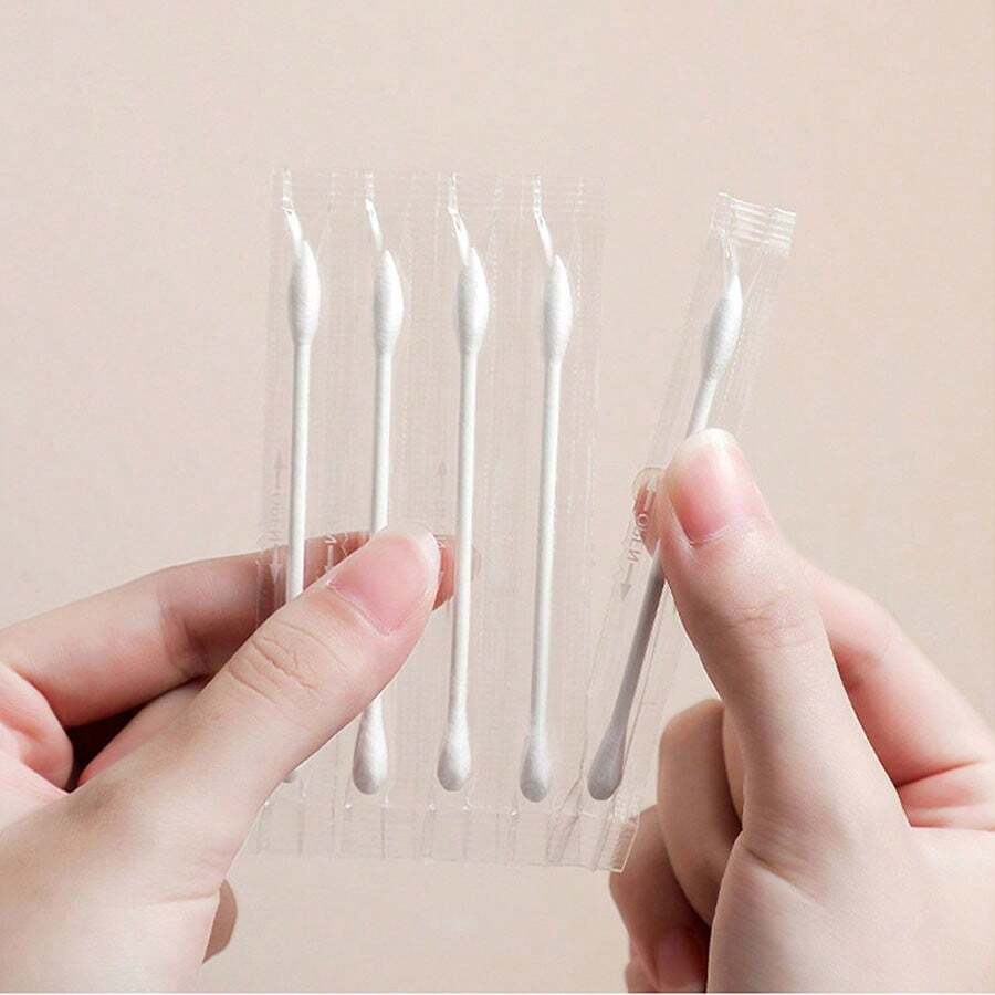 100 chiếc tăm bông vệ sinh dùng một lần, tăm bông hai đầu đóng gói riêng lẻ, que bông trang điểm di động, tăm bông vệ sinh đa năng, thích hợp cho quán cà phê, nhà ở, nhà hàng, tiệc tùng, sự kiện, văn phòng - trắng - Xem 1