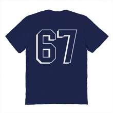 Nearly There 67 Sixty-Seven White Number Unisex Graphic Cotton Short-Sleeve T-Shirt - 藏蓝色 - 查看 1