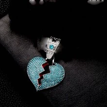 Men's Rhinestone Heart Charm Necklace, For Jewelry Gift And Party Valentines,Mom,Mother,Mother's Day,Gift