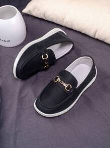 2024 男童休闲乐福平底鞋，户外一脚蹬鞋 - 黑色 - 查看 3