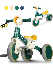 Baby Balance Bike Toy For 1 2 Year Old Boys Girls Gift Toddler Tricycle 1-3 Year Old With Removable Pedal, 4 In 1 Trike For Ages 1-3 Present - Green - View 2