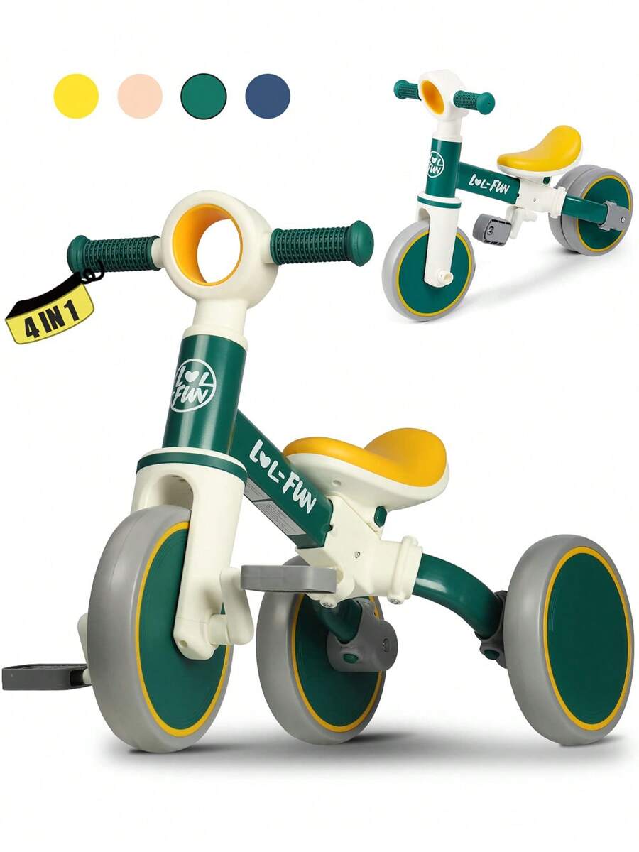 Baby Balance Bike Toy For 1 2 Year Old Boys Girls Gift Toddler Tricycle 1-3 Year Old With Removable Pedal, 4 In 1 Trike For Ages 1-3 Present