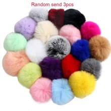 3pcs Real Rex Rabbit Fur Pompom Balls 6cm Soft Pompones Fluffy Plush Crafts Diy Pom Poms Ball Furball Home Decor Garment Hat Accessories Sewing Supplies