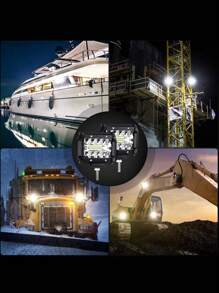 Set Faros auxiliares 20 LED cuadrados de luz para coche moto 60w universales 2 uds - Negro - Ver 4