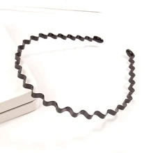 1/2 PCS Metal Hair Band For Men Headband Women Hair Bands Men Unisex Black Wavy Spring Outdoor Sports Headbands For Men's Hair Band Hoop Clips Women Accessories Simple Elastic Non Slip Head Band Headwear - Black - View 12