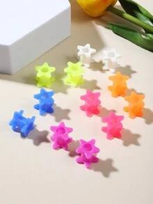 12pcs 12mm Silicone Pentagram Ear Gauges, Random Color, Ear Plugs, Ear Piercing Jewelry, Suitable For Daily Wear And Holiday Gifts - Outer Five Stars - View 5