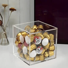 1pc Acrylic Coffee Pod Holder With Lid, Capsule Stand, Coffee/Tea/Candy Storage Container, Reusable Transparent Dust-Proof Organizer Back To School