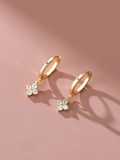 2pcs Luxury Zirconia Stud Earrings, Shiny & Sparkly Earrings As Sweet Jewelry Gift For Women Wedding Party