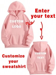 Christmas Declarations, Custom Christmas Event Costumes, Winter Women's Wear, Custom Personalized Women's Hoodies And Sweatshirts - Add Your Own Text (Slogan/Logo/Declaration/Life Motto/Attitude/Internet Meme/) To Design Your Own Personalized Prints, Logos | Business | Wedding Gifts | Party Costumes | Birthday Gifts | Halloween Costumes | Christmas Costumes, Custom T-Shirts, Custom Text Casual Spring - Baby Pink - View 1