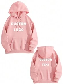 Christmas Declarations, Custom Christmas Event Costumes, Winter Women's Wear, Custom Personalized Women's Hoodies And Sweatshirts - Add Your Own Text (Slogan/Logo/Declaration/Life Motto/Attitude/Internet Meme/) To Design Your Own Personalized Prints, Logos | Business | Wedding Gifts | Party Costumes | Birthday Gifts | Halloween Costumes | Christmas Costumes, Custom T-Shirts, Custom Text Casual Spring - Baby Pink - View 2