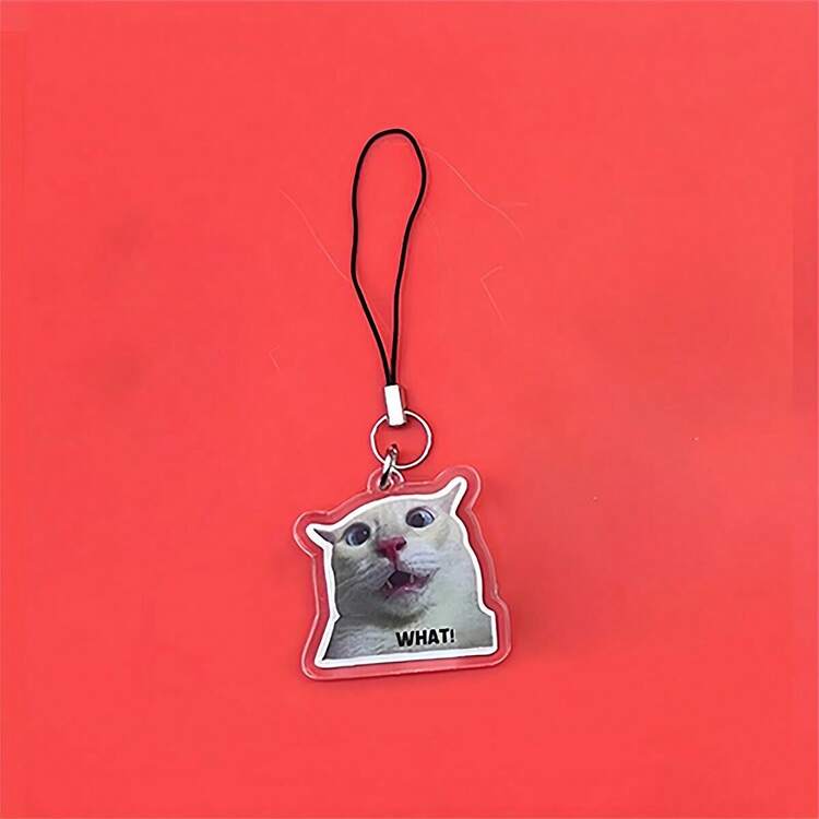 1PC Fun Cat Keychain Phone Rope Acrylic Pendant Keychain Birthday Gift D-Ring Pendant - Multicolor - View 17