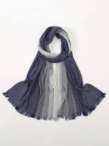 1pc Striped Linen Scarf With Tassel Pleated Artistic Sunscreen Shawl - Multicolor - View 17