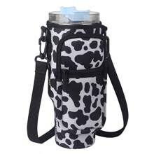 1 件装水瓶手提袋适用于 40 盎司玻璃杯配件袋，配有斜挎可调节肩带 - 黑與白 - 查看 11