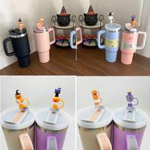 1 nắp đậy ống hút Halloween 3D cho cốc, hình bí ngô bằng silicon, đầu ống hút ma tương thích với cốc 30 & 40oz có tay cầm, nắp ống hút chống bụi 10mm 0,4in có thể tái sử dụng, trang trí phòng tại nhà, tiệc Halloween, quà tặng Giáng sinh - Nhiều màu - Xem 3