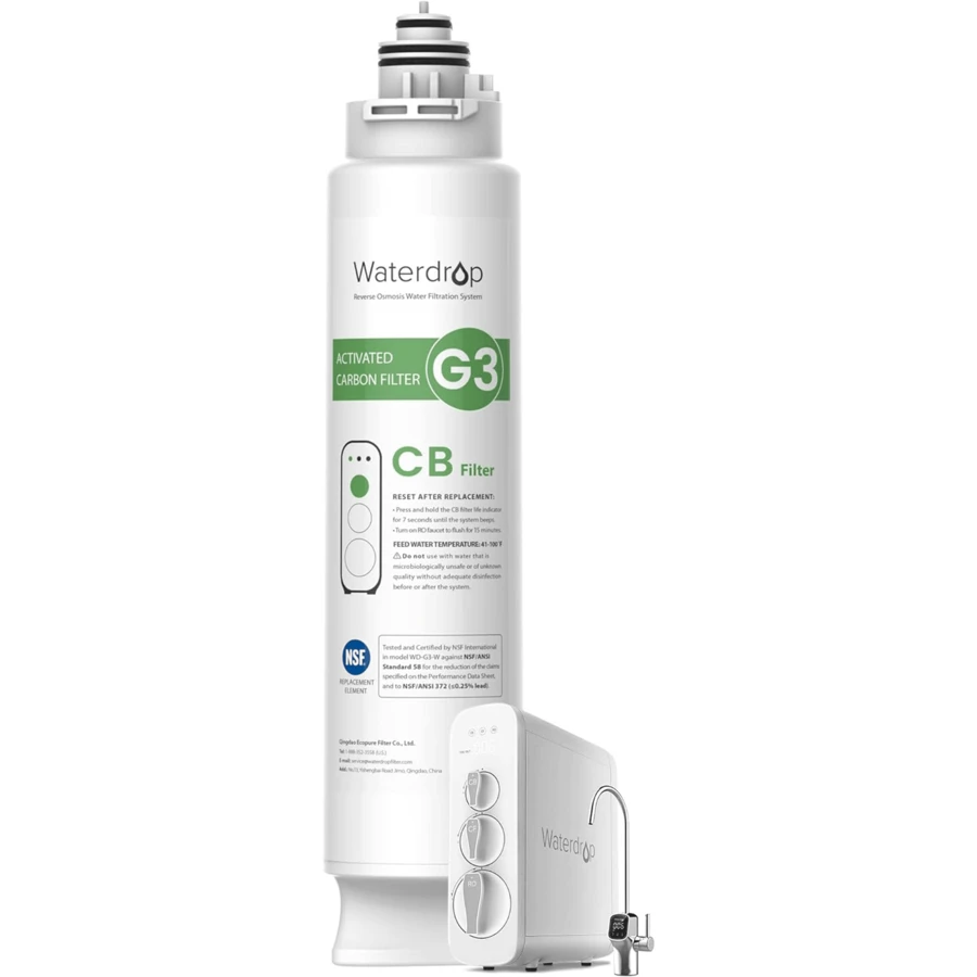 فلتر Waterdrop WD-G3-N3CB، عمر افتراضي لمدة سنة، بديل لنظام التناضح العكسي WD-G3-W - أبيض - مشاهدة 1