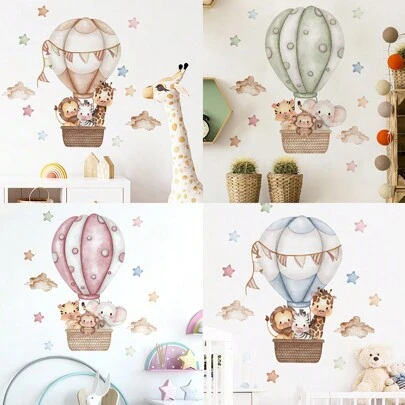 Tecknade elefantdjur luftballong barnrum dagis väggdekoration väggklistermärke grossist väggdekoration, klistermärken, väggdekaler, vinyldekaler för heminredning, vårdekorationsartiklar fräscha upp ditt hem, festivaldekorationsklistermärken presenter födelsedag examen