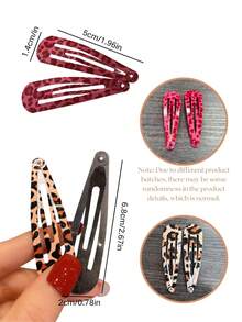 1pair Leopard Pattern Hair Clips, Retro Horse Pattern & BB Clips, Y2K Style Hair Accessories For Girls - Multicolor - View 11