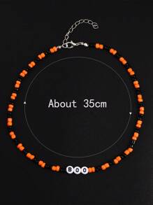 Collier personnalisé, collier de perles aux couleurs de citrouille thème Halloween, personnalisable avec des noms, phrases, dates, etc. Convient comme cadeau d'anniversaire, d'anniversaire de mariage, de la Saint-Valentin pour les parents, la petite amie/le petit ami, les amis
