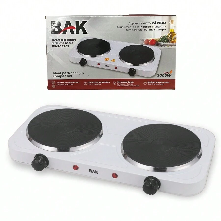 Electric Stove 220v Cooktop Induction 2000w 2 Burners Bak BK-FCE702-220 White - trắng - Xem 1