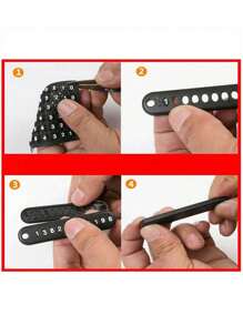 1pc Anti-Lost Car Keychain, Phone Number Card Keyring, Phone Number Plate, Lock Key Ring Auto Vehicle Key Chain, Car Accessories - Red+Black - View 4