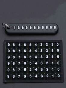 1pc Anti-Lost Car Keychain, Phone Number Card Keyring, Phone Number Plate, Lock Key Ring Auto Vehicle Key Chain, Car Accessories - Red+Black - View 2