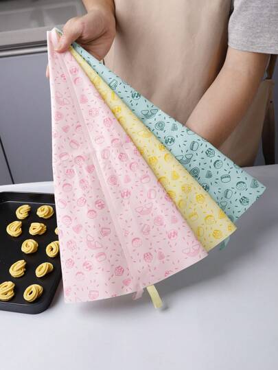 1 pieza/3 piezas/6 piezas Bolsas de tuberías reutilizables de TPU, bolsas de tuberías de glaseado con estampado colorido para decoración de pasteles, hornear, Navidad, bodas y suministros de cumpleaños, decoraciones para el hogar y fiestas