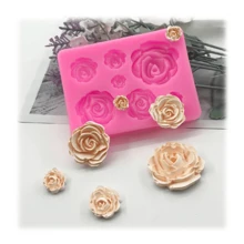 Mini Roses Silicone Mold For Confectionery And Biscuit 380 - Hồng - Xem 2