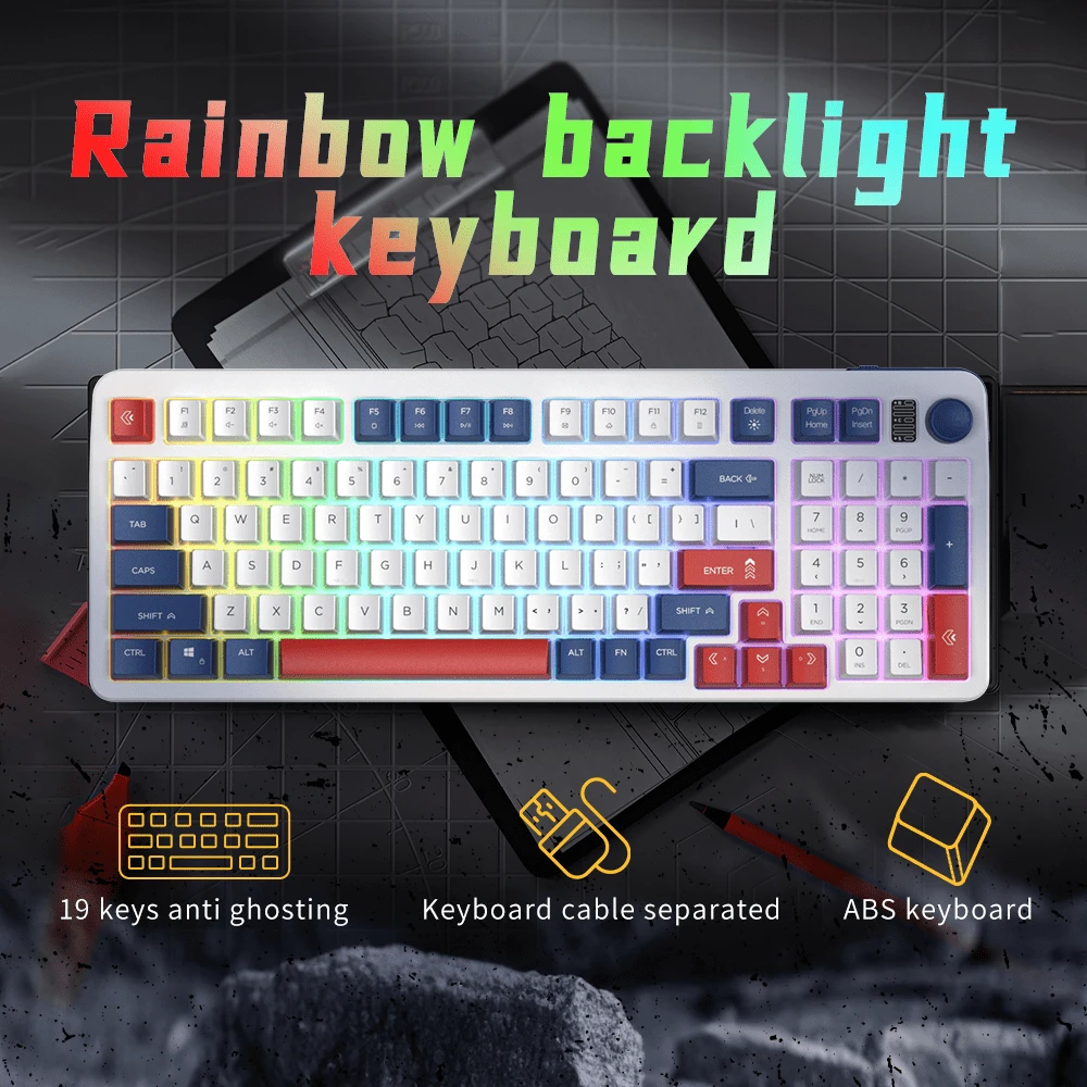 ZIFRIEND Membrane Keyboard With Numpad BM98 98keys Wired Mix Light Game Keyboard With Knob - Black+Yellow - View 1