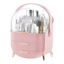 LIVINGANDHOME 14 Colors Multi-Function Makeup Storage Case, Cosmetics Organizer, Jewelry Organizer Case, Finishing Box, Makeup Storage Box, Cosmetic Box, JewelryBox, Makeup Organizer, Makeup Storage Organizer,Cabinet Decorative - Pink - View 5