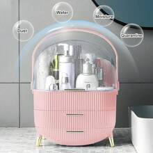 LIVINGANDHOME 14 Colors Multi-Function Makeup Storage Case, Cosmetics Organizer, Jewelry Organizer Case, Finishing Box, Makeup Storage Box, Cosmetic Box, JewelryBox, Makeup Organizer, Makeup Storage Organizer,Cabinet Decorative - Pink - View 3