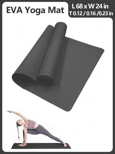 1pc 173*61cm EVA Yoga Mat, Solid Color Pilates Exercise Mat For Home Fitness