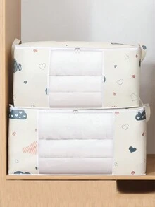 收納袋防水大容量毛毯分類袋防塵整理盒為被子被子收納袋大型衣物整理，物品袋抽屜組織器衣櫥收納衣櫥組織器可摺疊儲物盒學校文具組織器返校必備宿舍用品 - 米色 - 查看 7