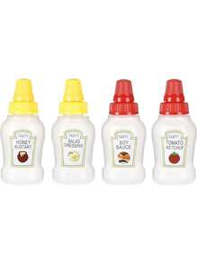 4 Mini-Ketchupflaschen mit stabilem Schraubverschluss, 25 ml, Mini-Quetschflaschen für Gewürze, tragbare Spender für Honigsauce und Salatdressing, Gläser, Behälter für Lunchboxen für Erwachsene, Inhalt auf dem Etikett (Honig, Ketchup, Sojasauce, Salatdressing), für unterwegs, zum Grillen, Mittagessen bei der Arbeit - Verschiedenfarbig - Übersicht 13