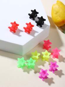 12pcs 12mm Silicone Pentagram Ear Gauges, Random Color, Ear Plugs, Ear Piercing Jewelry, Suitable For Daily Wear And Holiday Gifts - Outer Five Stars - View 3