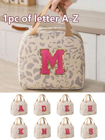 1 件字母午餐袋，男女通用，防漏隔热柔软大号午餐冷藏袋 - 可重复使用午餐盒，适用于办公室工作、学校野餐、海滩、学校收纳袋、教师储物袋、教室袋、教室收纳袋、女士午餐盒袋、女士学校用品配件袋、学校配件、学校用品