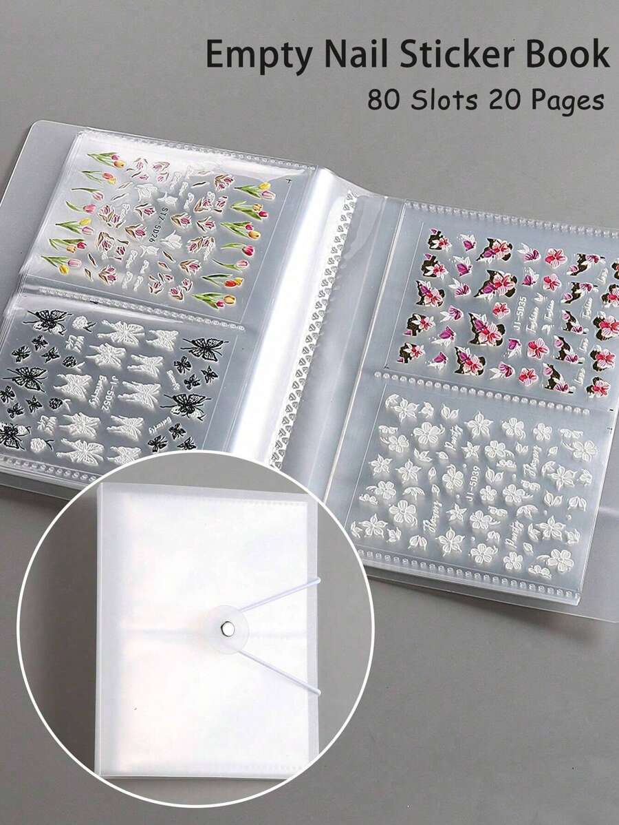 80 个插槽空存储贴纸书籍收藏整齐卡片滑块文件盒容器指甲贴花展示美甲工具、房间、家庭、卧室、浴室、房子、粉色房间、客厅装饰、旅行用品、礼品袋、送给妈妈、爸爸、男士、朋友、老师、生日、婚礼、书桌、架子、配件、礼品盒、有趣的礼物、存储 - 無色 - 查看 1