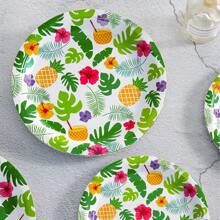 Disposable Tropical Paper Plate, Cup, And Napkin Set For Hawaiian Party Decorations, Luau Party Supplies,Christmas - Multicolor - View 4
