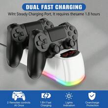 P4 Controller Charging Station, Upgraded 2-Hour Charging Chip P4 Controller Charging Dock With Charging Indicator Light And Ambience Light, Replacement Charger For P4 Dualshock Controller