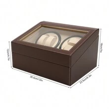 Almacenamiento de Relojes Caja enrolladora de Reloj automática Caja de Reloj de PU 4+6 Relojes Caja de Reloj Caja de exhibición de Almacenamiento de enrollador de Reloj de Madera para Hombres con Motor silencioso Negro Marrón - Marrón - Ver 11