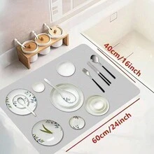 1 Tấm Thảm Thoát Nước Máy Pha Cà Phê Phong Cách Giáng Sinh, Thảm Trải Bàn Họa Tiết Hình Ông Già Noel Và Nai Sừng Tấm Hoạt Hình, Thảm Rửa Và Sấy Rửa Bát Chống Trượt Và Chống Mài Mòn, Thảm Thú Cưng, Trang Trí Nhà Bếp Giáng Sinh Vui Vẻ ﻿ - Nhiều màu - Xem 3